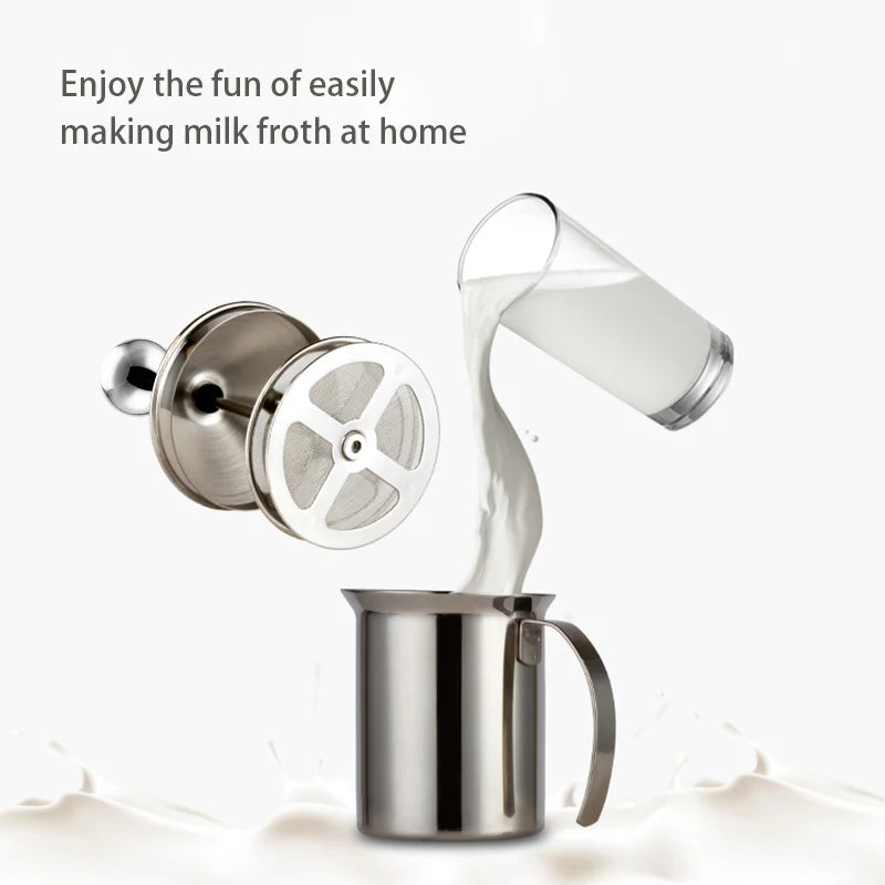 800ML Stainless Milk Frother Foam Maker Double Mesh Milk Creamer Milk Foamer Coffee Cappuccino Drink Mixer Egg Beater Kitchen