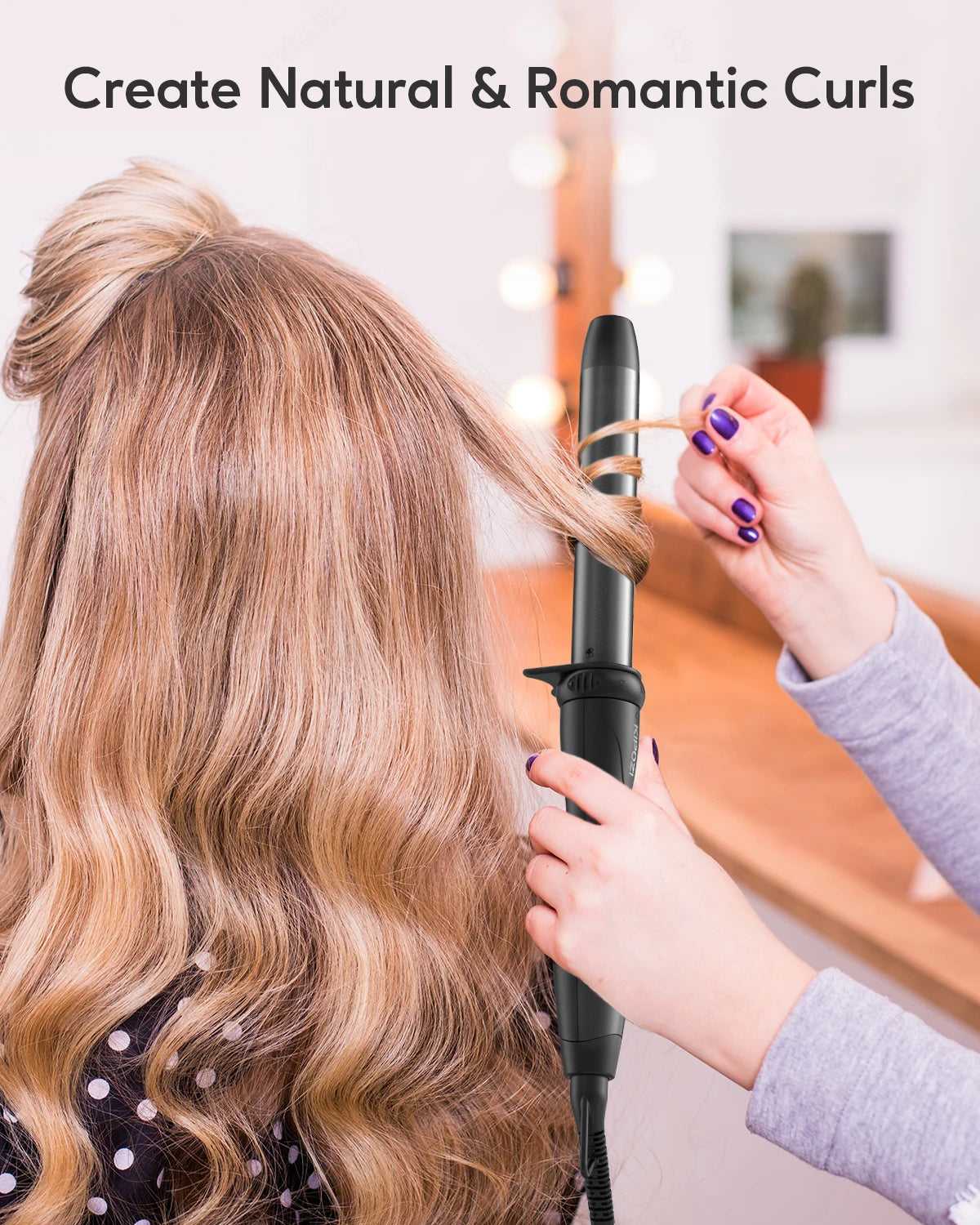 KIPOZI Electric Hair Curler 5 in 1 Replaceable Curling Wand Set Long Curling Tong Wand Ptc Professional Hair Curling Iron