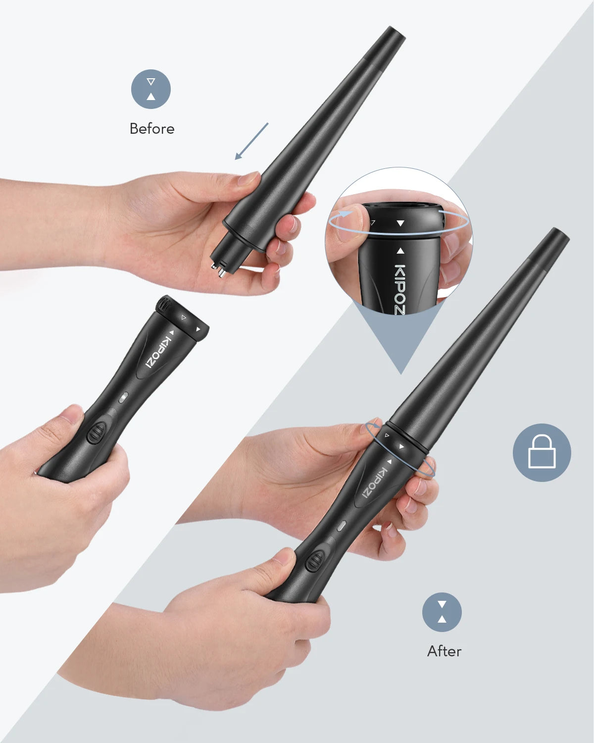 KIPOZI Professional Curling Iron 5-in-1 Hair Tools Instant Heating Electric Curling Iron Hot Air Brush Ceramic Barrels for Woman