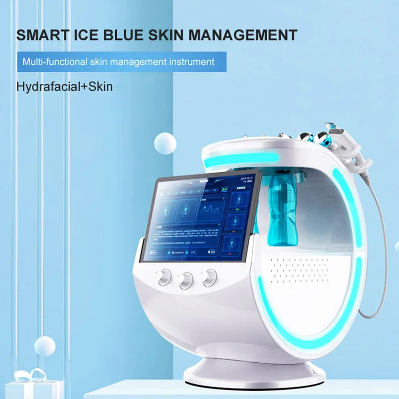 Ice Blue Terrazzo Machine Professional 7-in-1 Hydra Grinding Machine Skin Analysis Multi functional 7-in-1 Facial Care Beauty
