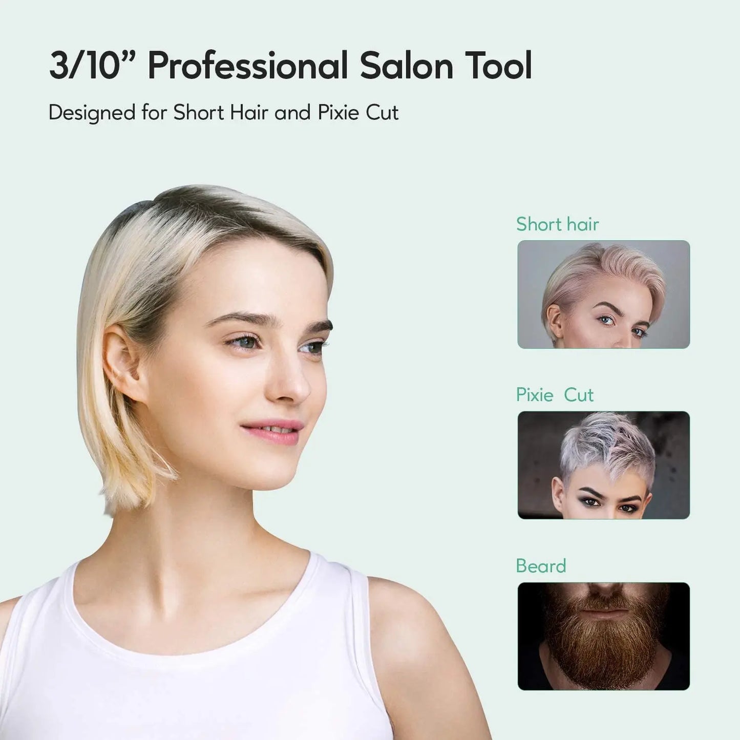 KIPOZI Titanium Small Hair Straightener Short Hair Pixue Cut Titanium Dual Voltage Flat Hair Iron Thin Pencil Beard Straightener