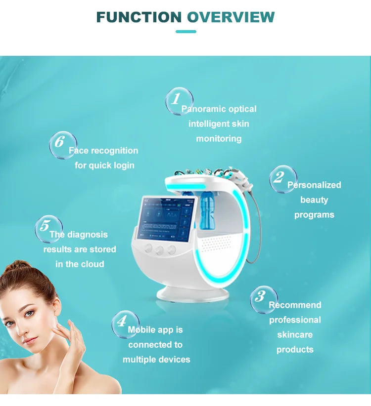 Ice Blue Terrazzo Machine Professional 7-in-1 Hydra Grinding Machine Skin Analysis Multi functional 7-in-1 Facial Care Beauty