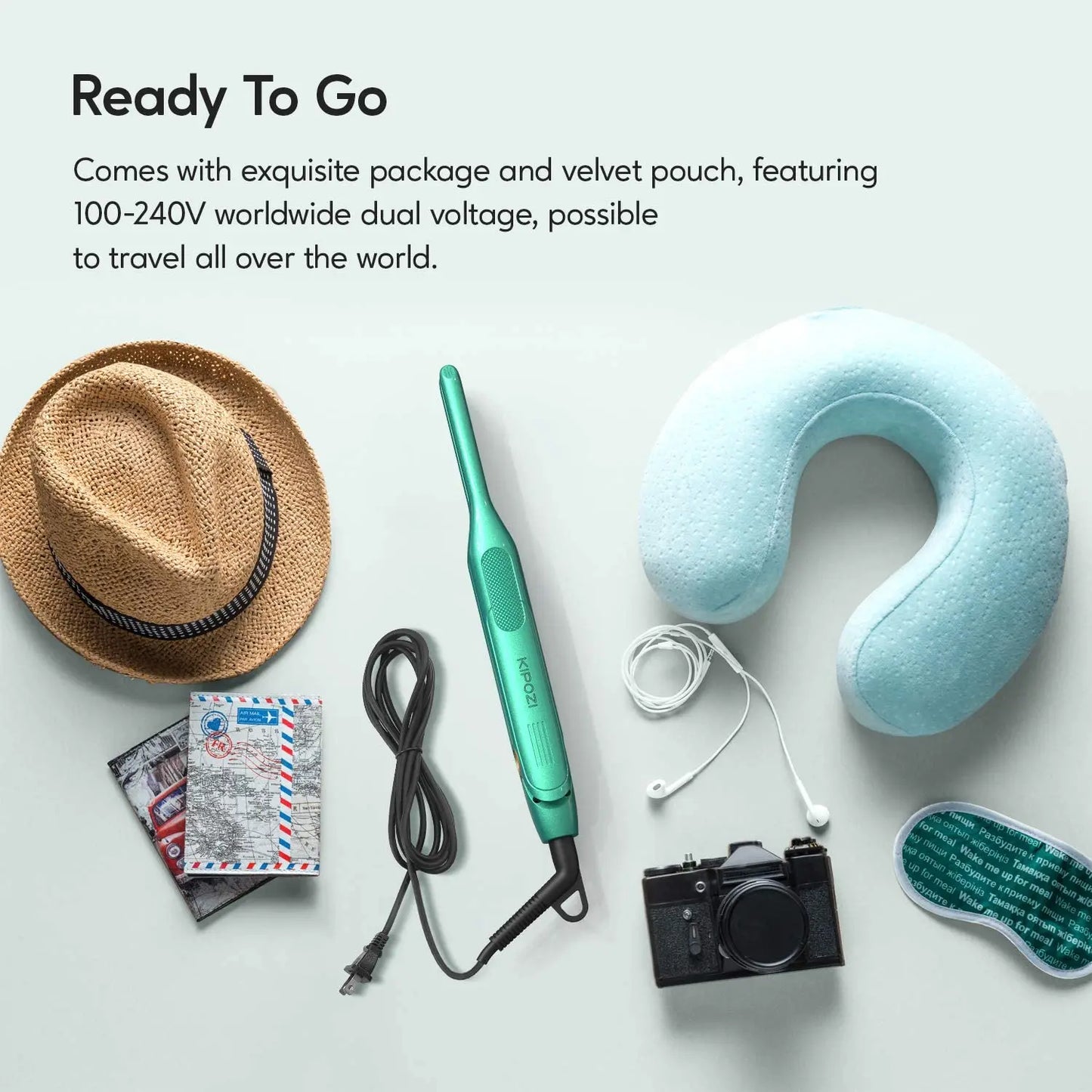 KIPOZI Titanium Small Hair Straightener Short Hair Pixue Cut Titanium Dual Voltage Flat Hair Iron Thin Pencil Beard Straightener