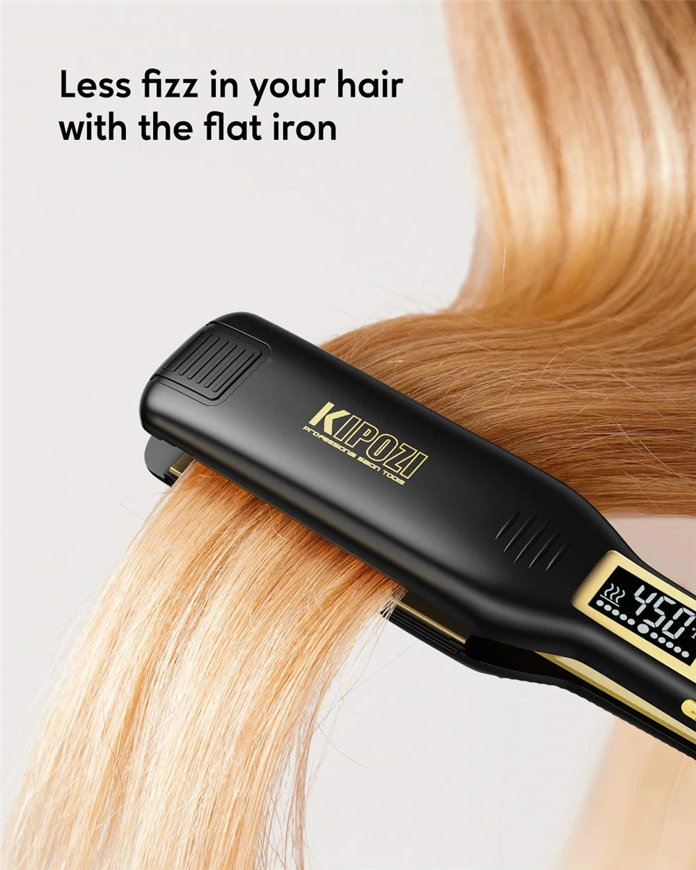 KIPOZI Professional Hair Straightener Titanium Flat Iron with Digital LCD Display Dual Voltage Instant Heating Curling Iron