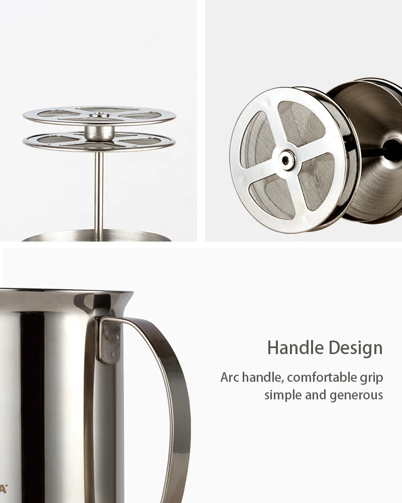 800ML Stainless Milk Frother Foam Maker Double Mesh Milk Creamer Milk Foamer Coffee Cappuccino Drink Mixer Egg Beater Kitchen