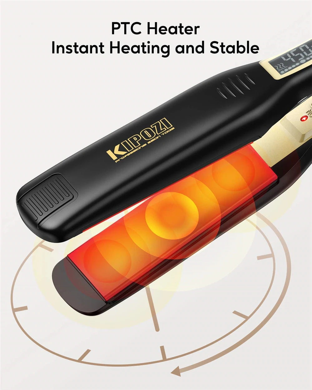 KIPOZI Professional Hair Straightener Titanium Flat Iron with Digital LCD Display Dual Voltage Instant Heating Curling Iron