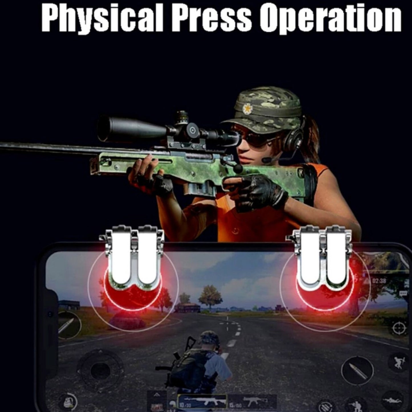 Metal Smart Phone Mobile Game Pad Gaming Trigger for Mobile Game Fire Button Aim Key L1 R1 Shooter PUBG Controller