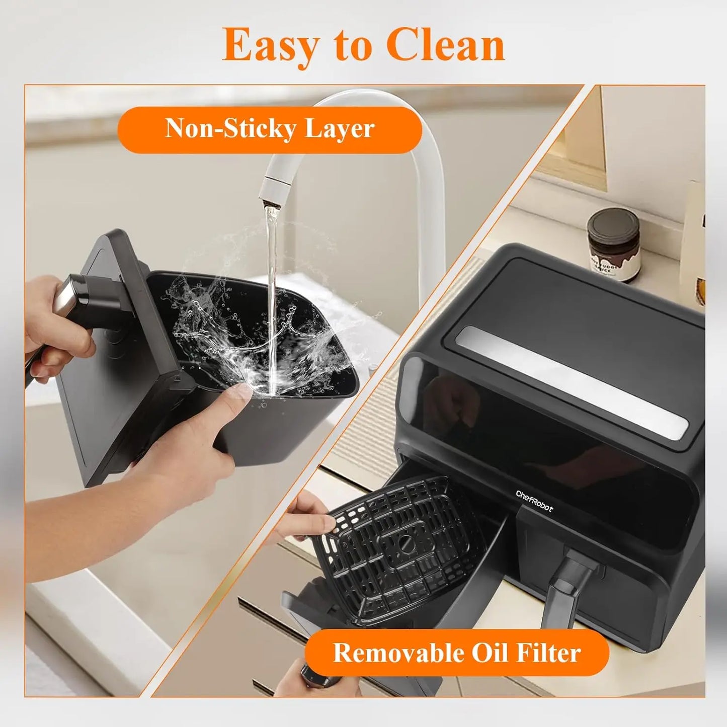 Dual Air Fryer 8 Quart TFT Touch Screen Non Toxic for Family Size/Kitchen/RV