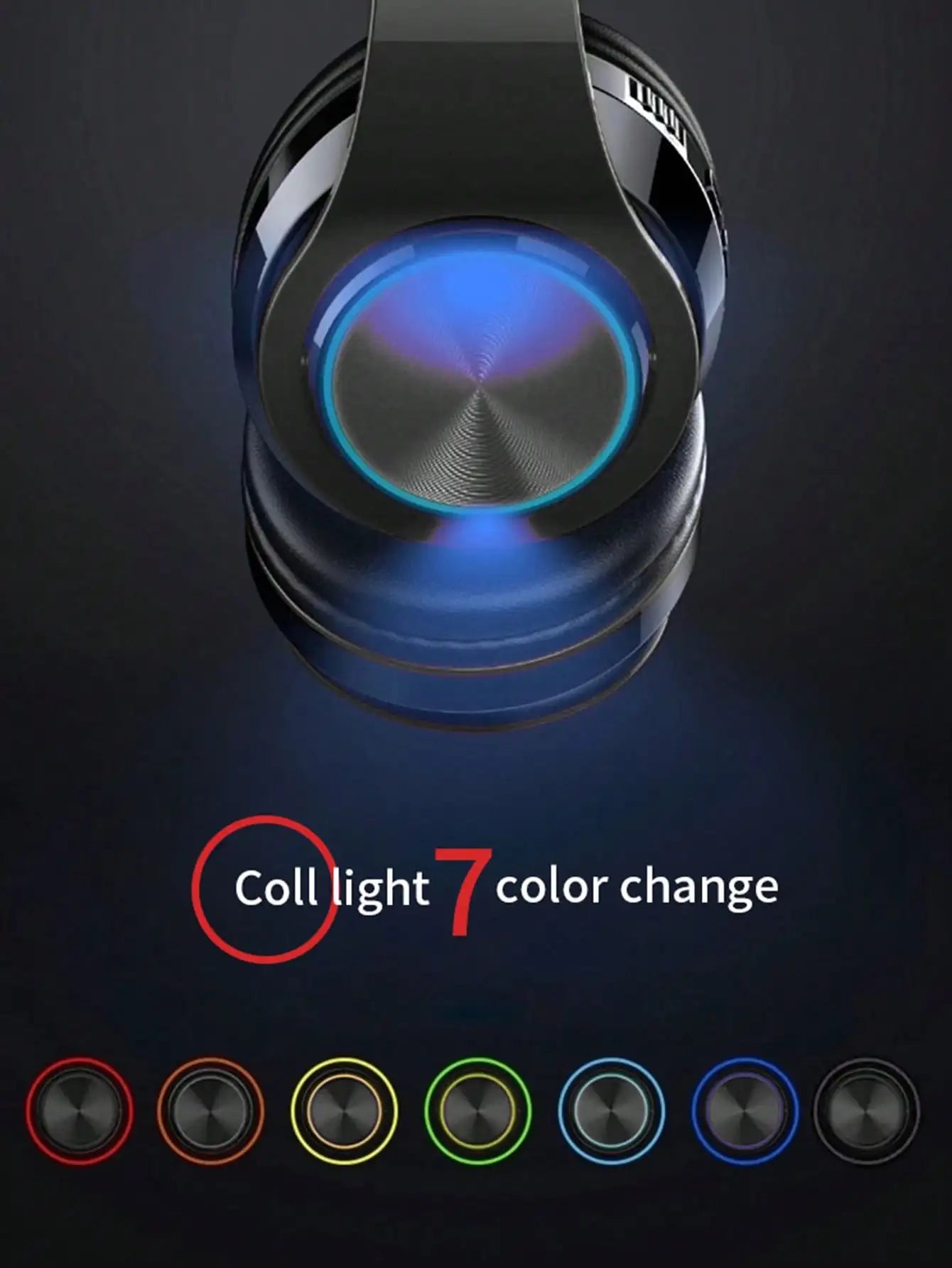 RGB Light Up Over Ear Gaming Headphones, Wireless Bluetooth Headset with Mic, Foldable Lightweight Design, 3.5mm Wired Jack, Telescopic Arm & Rich Deep Bass Stereo Sound