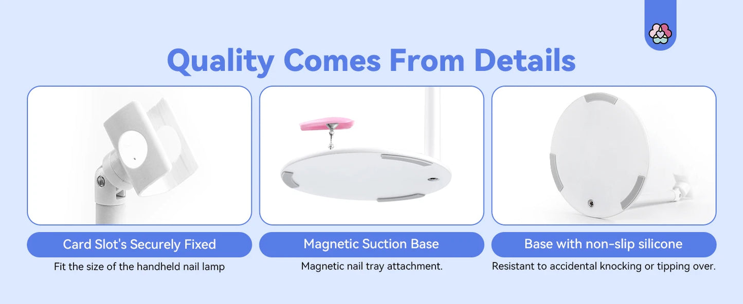 SAVILAND Rechargeable UV LED Nail Lamp with Magnetic Stand LCD Screen Timer Modes Portable Mini Nail Dryer Gel Nails Light