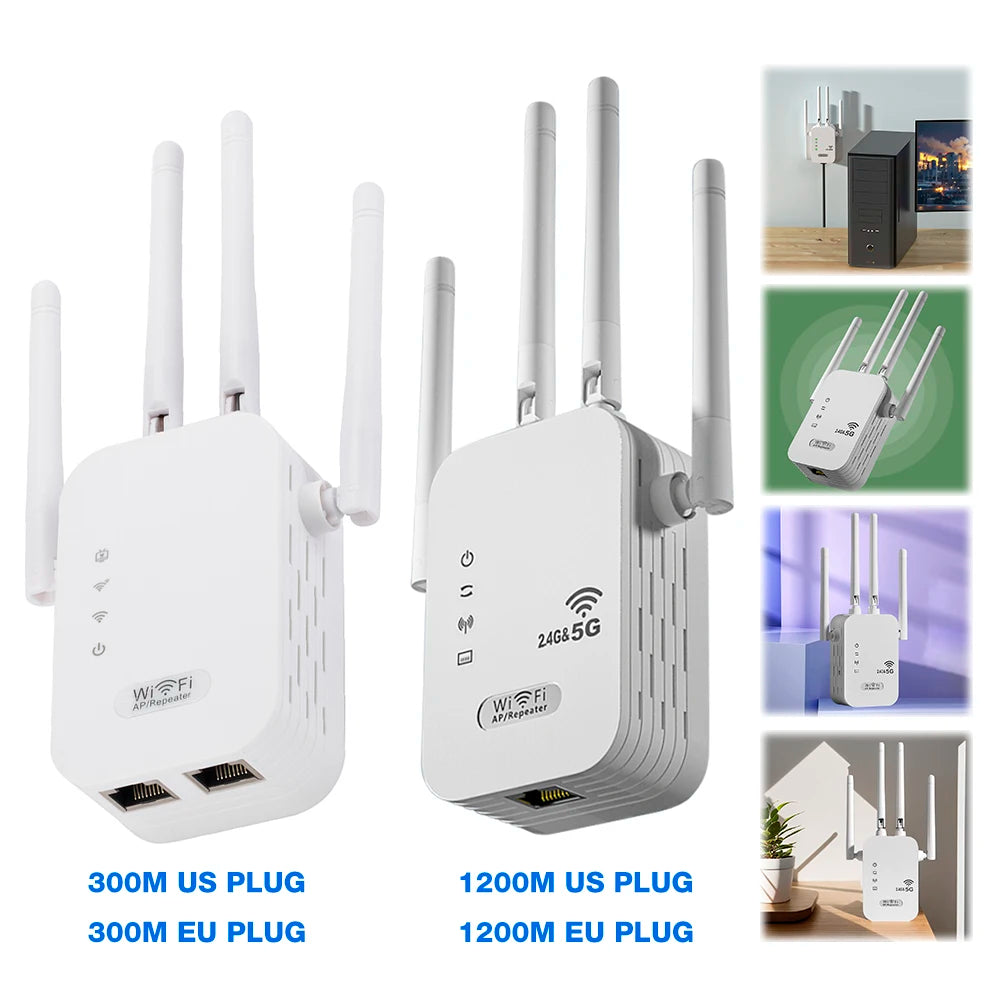 Dual-Band 2.4G 5G WiFi Repeater Signal Booster WiFi Extender 802.11bgn Gigabit Router with WPS EU/US Plug Type WiFi Amplifier