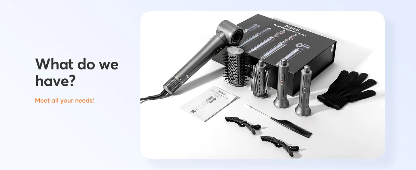 Bopcal 5 In 1 Hair Dryer Hot Air Comb Electric Hair Curling Iron 1200W High Speed Blower Multifunctional Styling Tools Hairdryer