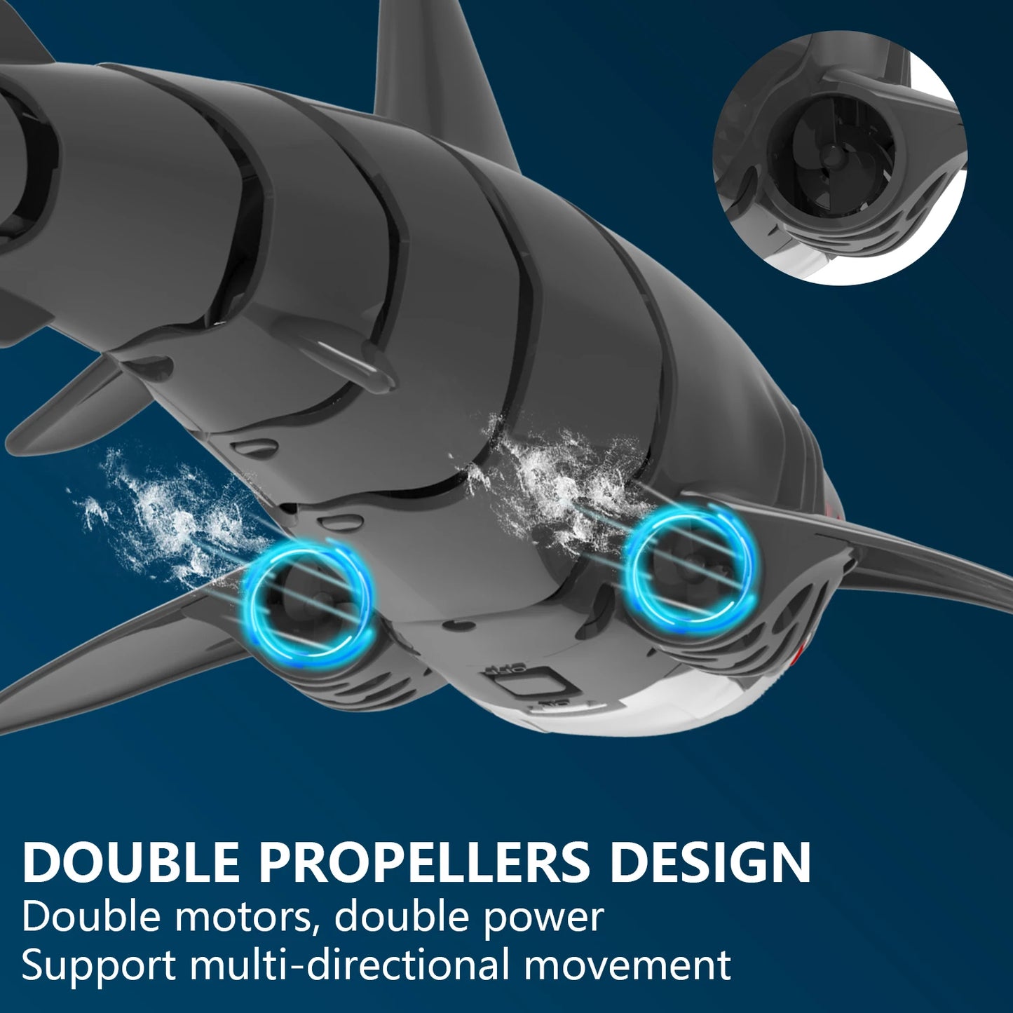 VOLANTEXRC RC Shark Toys 2.4Ghz 1:18 Scale High Simulation Remote Control Shark Swimming Pool Toy With 2 Batteries For Kids