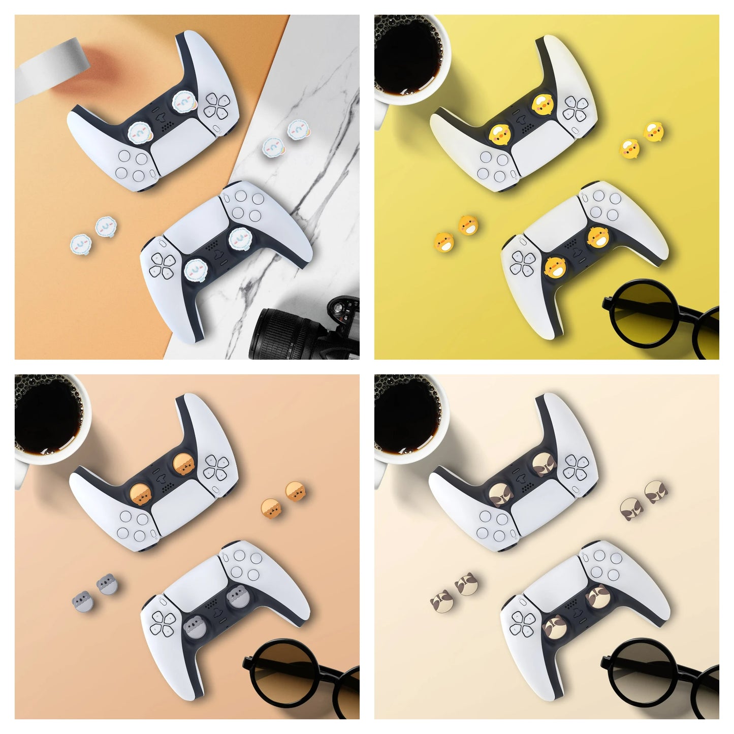 PlayVital Cute Thumb Grips Joystick Caps Thumbstick Cover for ps5/4, for Xbox Series X/S & Xbox One, for Switch Pro Controller