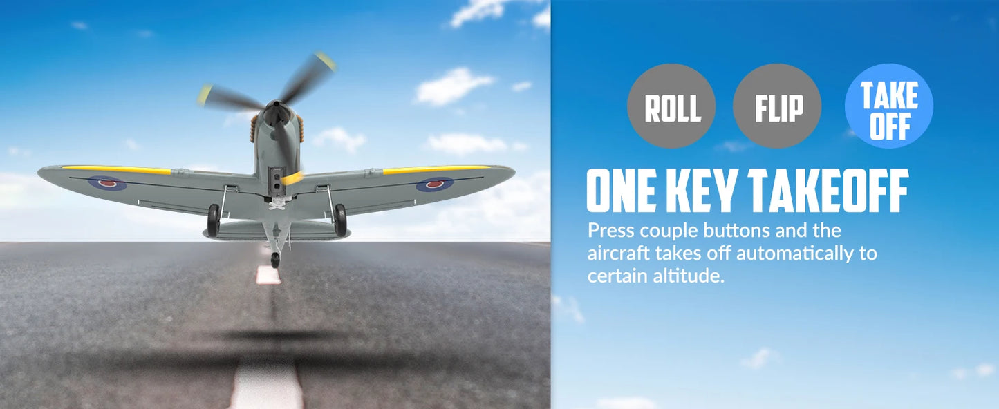 VOLANTEXRC RC Plane 4 Channel Remote Control Airplane Fighter Spitfire RTF with Aileron, Gyro, Aerobatics & 3 Modes Easy to Fly