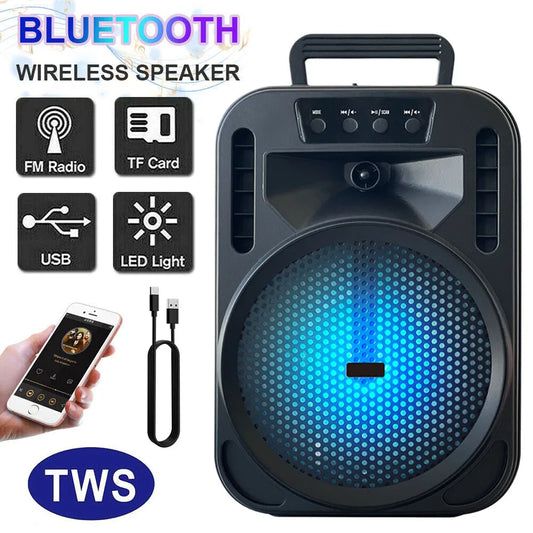 6.5" Portable Bluetooth Speaker Subwoofer Heavy Bass Sound System Party Led Light DJ karaoke Outdoor RechargeableSpeaker