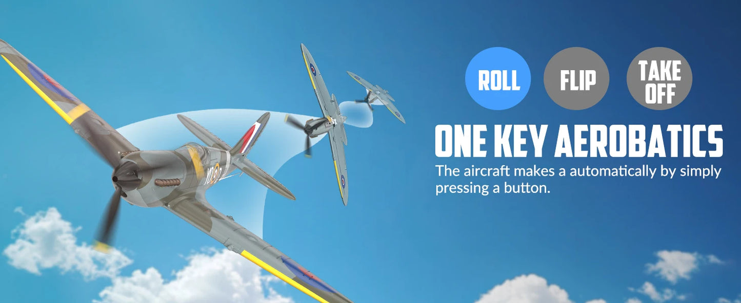 VOLANTEXRC RC Plane 4 Channel Remote Control Airplane Fighter Spitfire RTF with Aileron, Gyro, Aerobatics & 3 Modes Easy to Fly