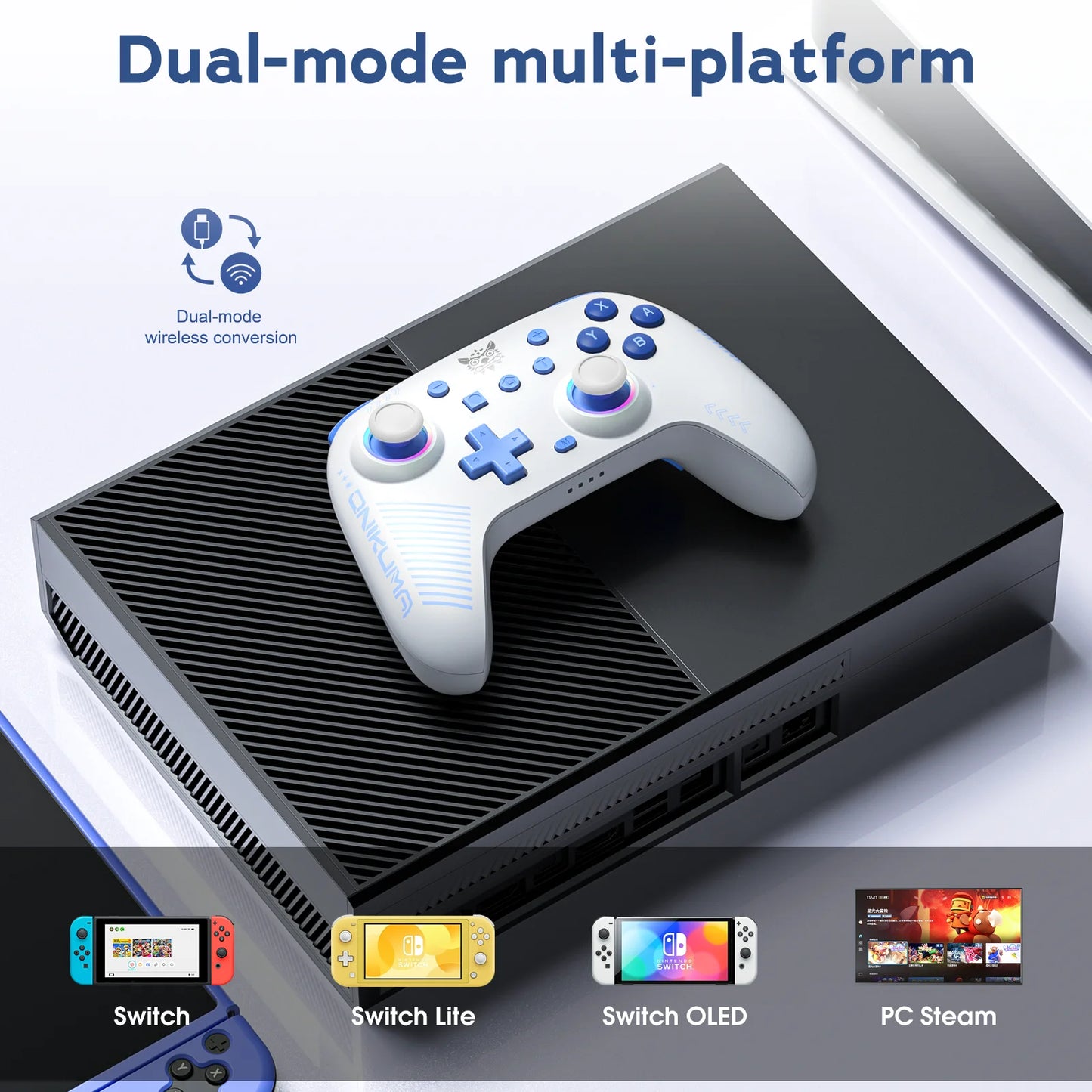 ONIKUMA Wireless Gaming Gamepads Dual Modes Mechanical Buttons Controller With RGB Cycle Lighting Effect Hall Gaming Joystick C1