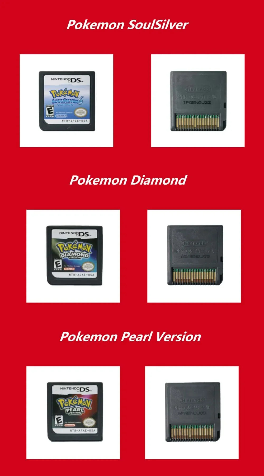 For Pokemon Series DS Game Cartridge Video Game Console Card USA Version Platinum Pearl Diamond HeartGold SoulSilver for NDS 3DS