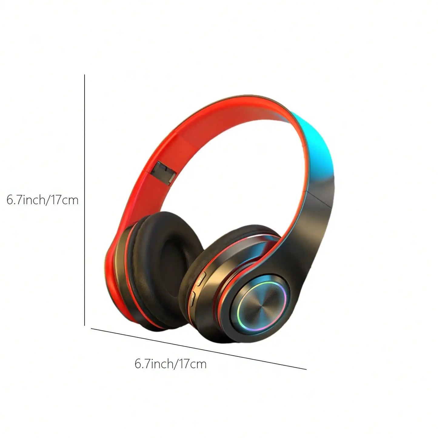 Bluetooth 5.3 Over-Ear Headphones, Active Noise Reduction, Subwoofer Bass, LED Light Design, Foldable Portable Wireless Headset for Gaming, Music, Sports, Phones & Computers