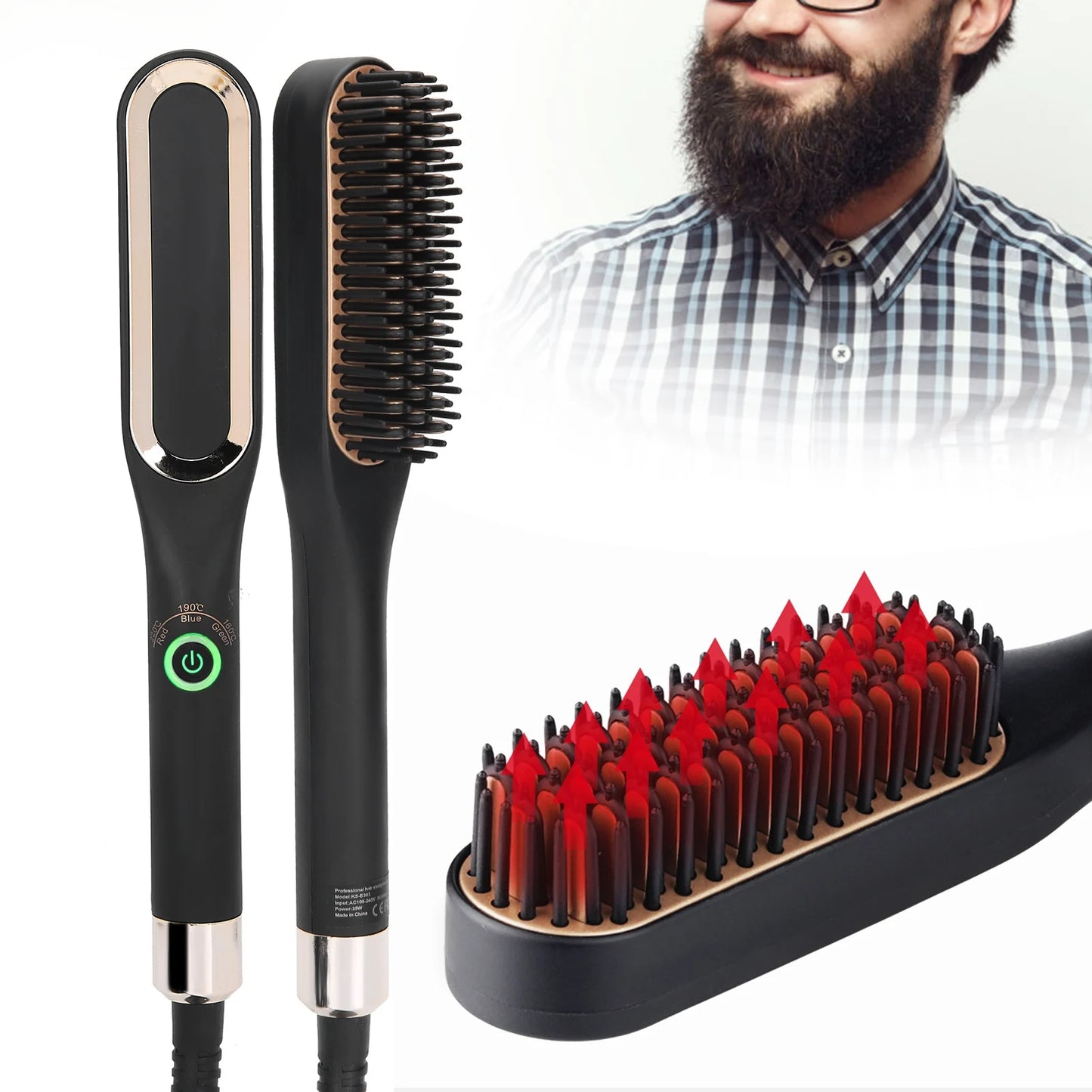 Electric Beard Straightening Comb Multifunctional Beard Straightener Brush Hair Styling Tool for Men