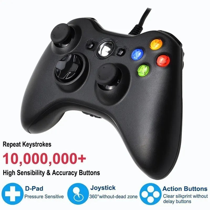 For Xbox 360 Wired Game Controller USB Wired Joystic Gamepad for Microsoft Xbox 360, PC Windows 7,8,10 with Dual-Vibration Turbo
