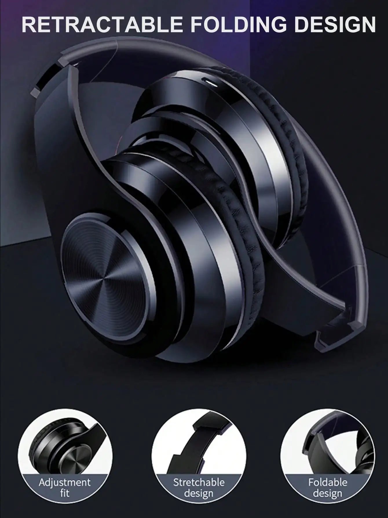 RGB Light Up Over Ear Gaming Headphones, Wireless Bluetooth Headset with Mic, Foldable Lightweight Design, 3.5mm Wired Jack, Telescopic Arm & Rich Deep Bass Stereo Sound