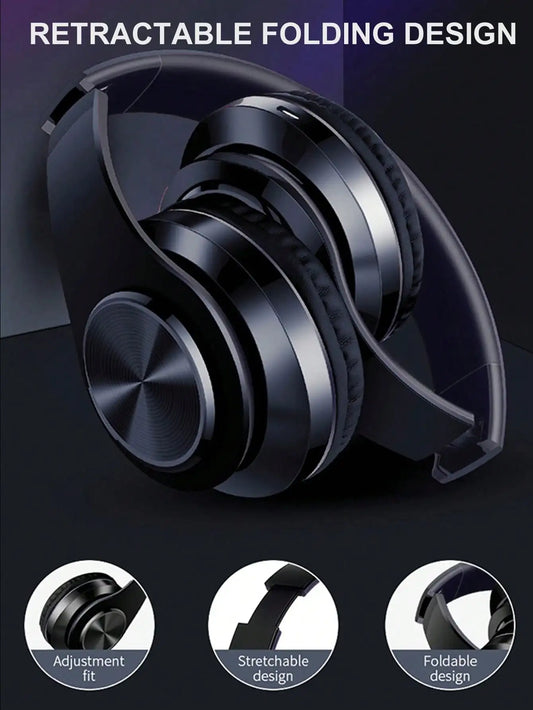 RGB Light Up Over Ear Gaming Headphones, Wireless Bluetooth Headset with Mic, Foldable Lightweight Design, 3.5mm Wired Jack, Telescopic Arm & Rich Deep Bass Stereo Sound