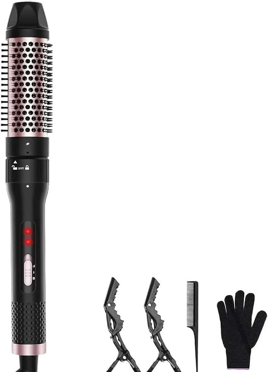 Thermal Brush, 1.5 inch Heated Round Curling Brush Hair Dryer and Styler, Less Frizz Hair Hot Straightener Comb with Detachable