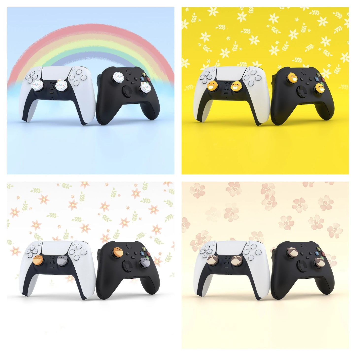 PlayVital Cute Thumb Grips Joystick Caps Thumbstick Cover for ps5/4, for Xbox Series X/S & Xbox One, for Switch Pro Controller