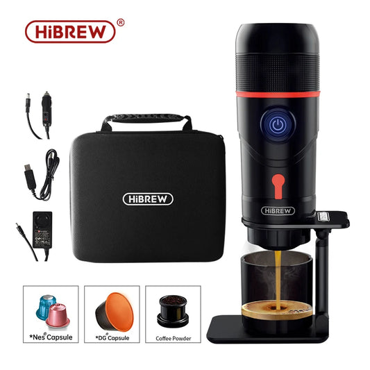 HiBREW Portable Coffee Machine for Car & Home,DC12V  Expresso Coffee Maker Fit Nexpresso Dolce  Pod Capsule  Coffee Powder H4