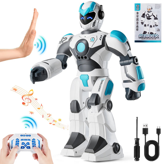SucceBuy RC Robot Toys Mechanical Combat Police Early Education Intelligent Robot Electric Singing Children's Birthday Gift