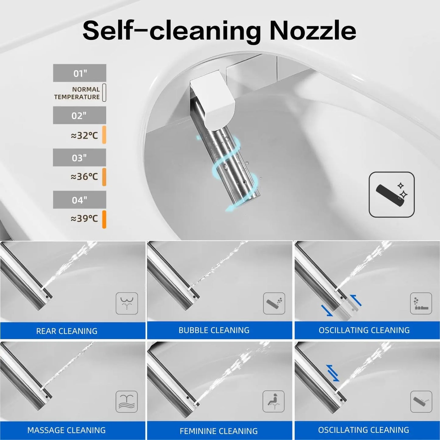 Electronic Heated Bidet Toilet Seat Elongated, Smart Toilet Seat, Bidet with Warm Water, Bidet with Remote, Multiple Spray Modes