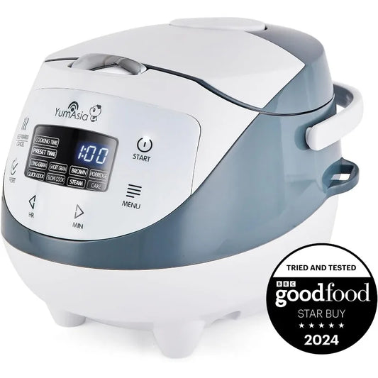 Yum Asia Mini Rice Cooker, Advanced Fuzzy Logic (3.5 cup, 0.63 litre) 4 Rice Cooking Functions, Digital LED display - 120V