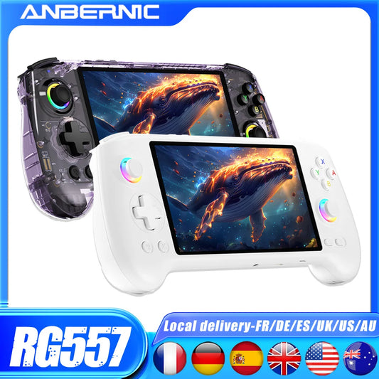 ANBERNIC RG557 Retro Handheld Game Console 5.48 Inch AMOLED Screen Handheld Emulator Android 14 System Dimensity 8300 Processor