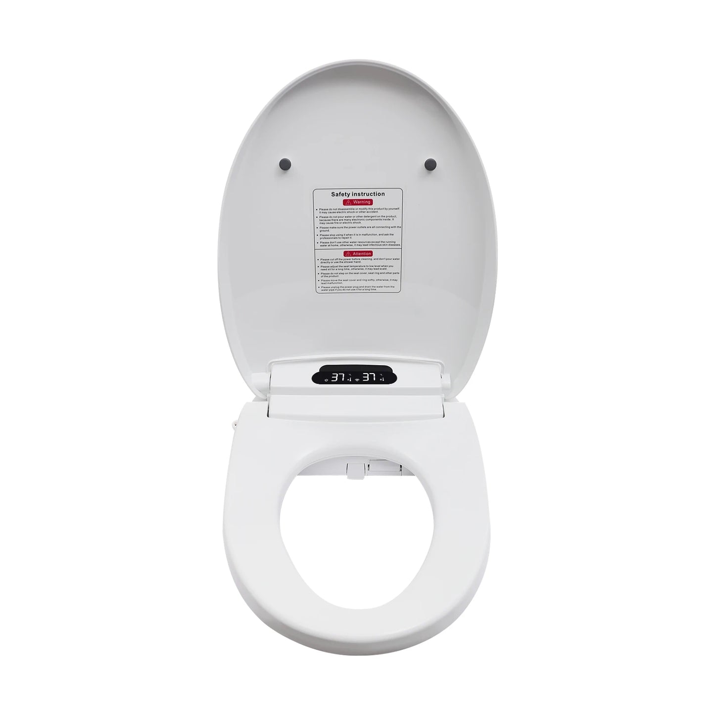 Electronic Heated Smart Toilet  Seat Bidet with Air Dryer Adjustable Temp LED Night Light Self-Cleaning Nozzle Side Controls
