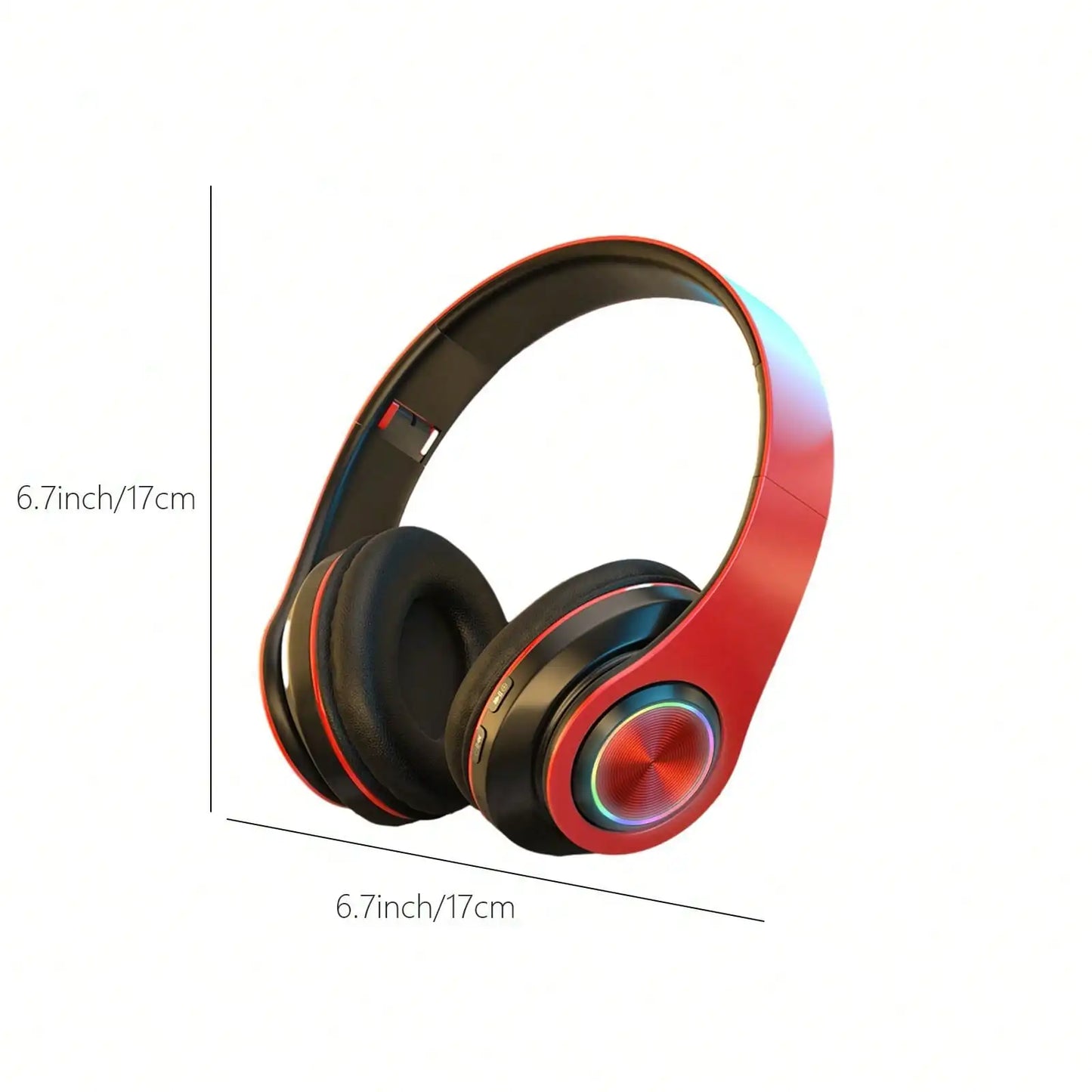 Bluetooth 5.3 Over-Ear Headphones, Active Noise Reduction, Subwoofer Bass, LED Light Design, Foldable Portable Wireless Headset for Gaming, Music, Sports, Phones & Computers