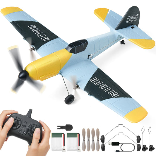 SucceBuy Z61 RC Plane BF109 Fighter 2.4G 3CH Smart Balance EPP Gliders with 2 Battery Fixed Wingspan RC Aircraft Children's Toys