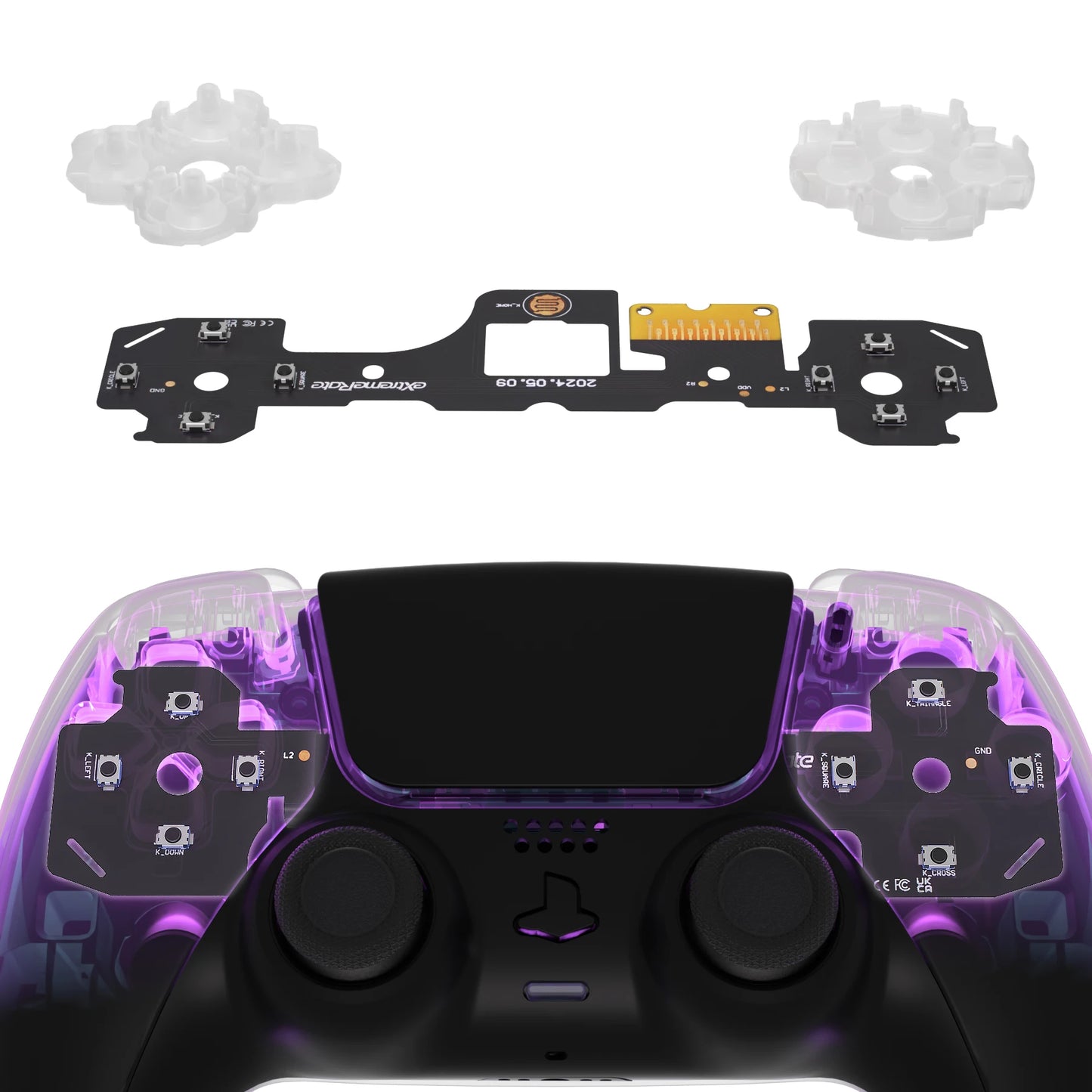 eXtremeRate Face Clicky Kit for ps5 Controller BDM-030/040/050, Hard Silicone Tactile Switch Dpad Action Buttons Mouse Click Kit