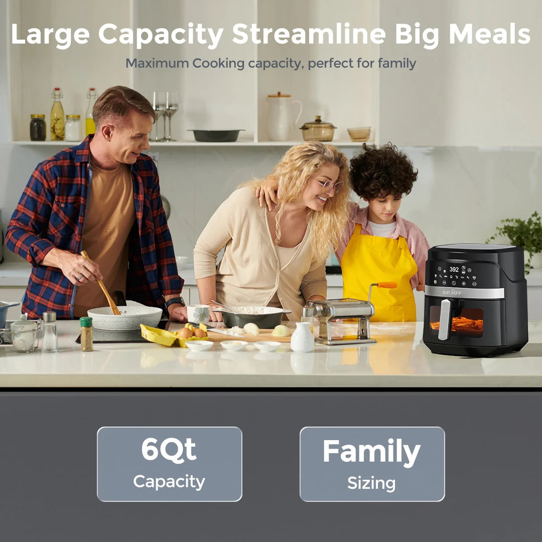 Air fryer 8-in-1,6L  Electric Hot fryer Oven Oilless Cooker,Roast, Bake, Plus Bake, Dehydrate, and Keep Food Warm, 120V