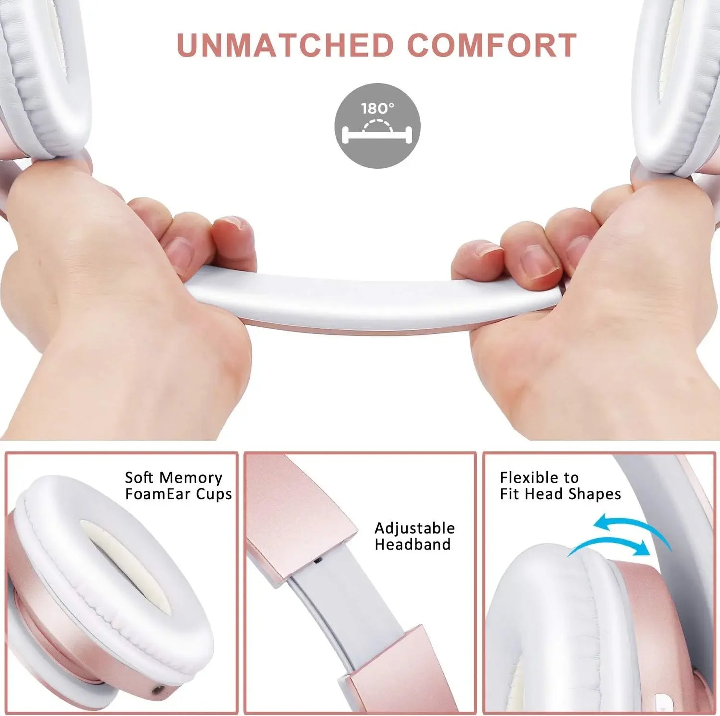 ZIHNIC Bluetooth Headphones Over-Ear, Foldable Wireless and Wired Stereo Headset Micro SD/TF, FM for Cell Phone,PC