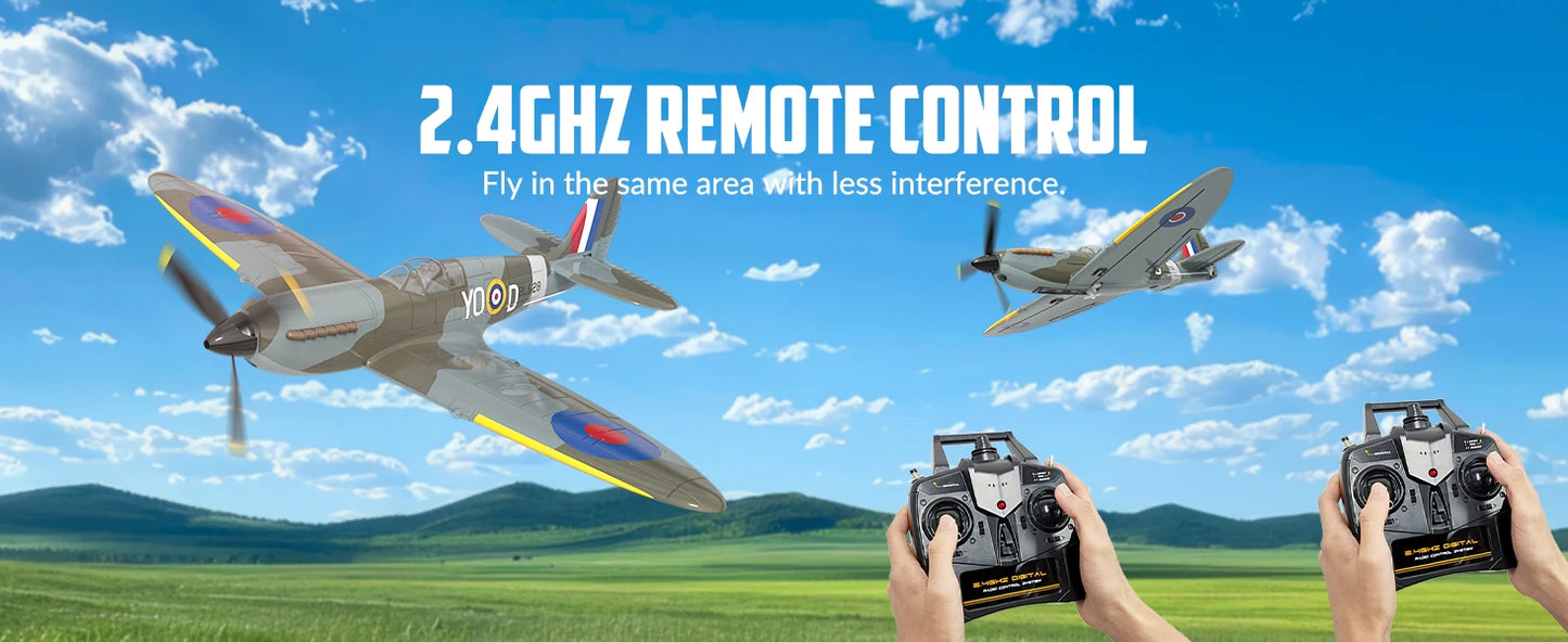 VOLANTEXRC RC Plane 4 Channel Remote Control Airplane Fighter Spitfire RTF with Aileron, Gyro, Aerobatics & 3 Modes Easy to Fly