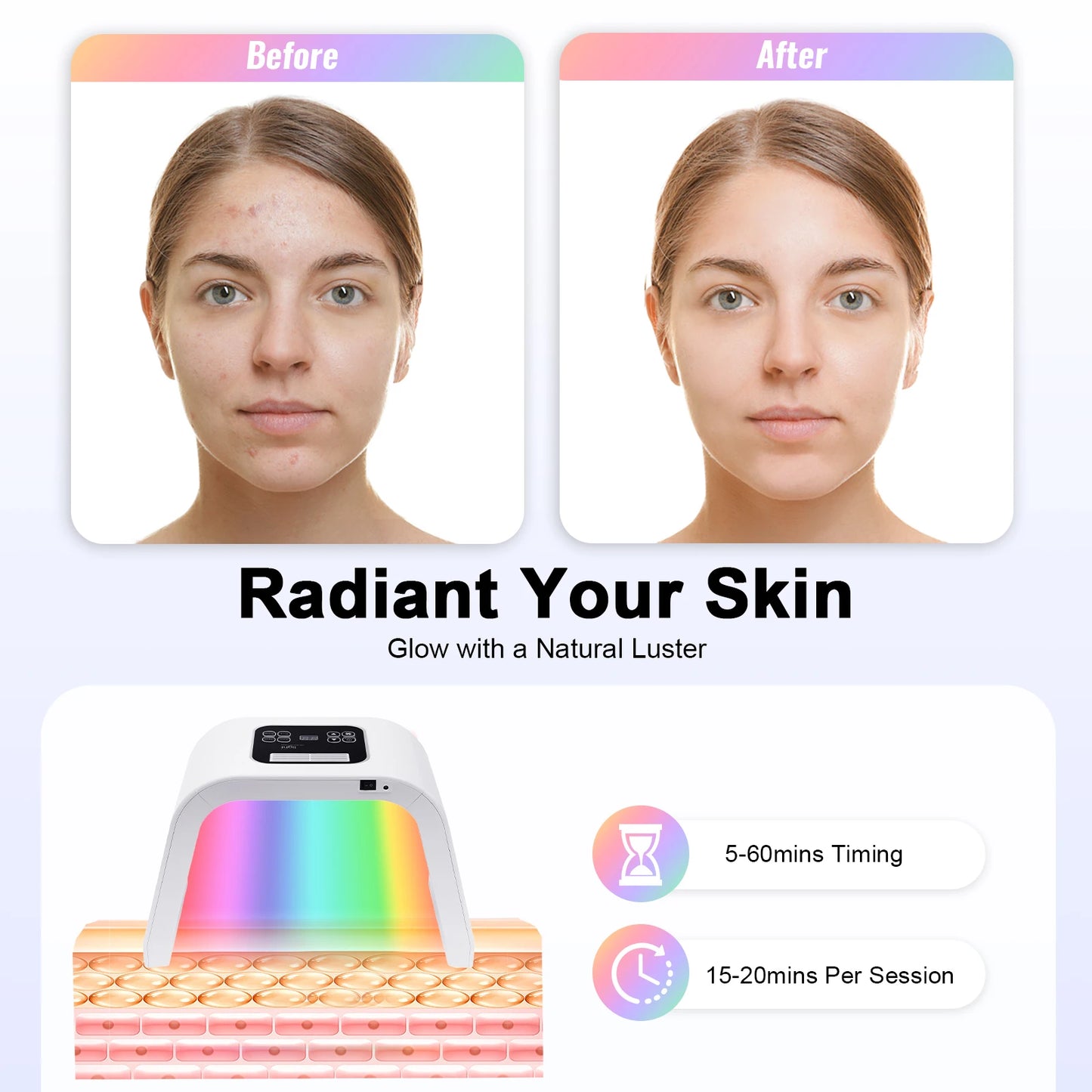 7 Color LED Light Therapy for Face, 7 in 1 Beauty Equipment for Skin Care at Home LED Mask Professional for SPA, AC100V-240V