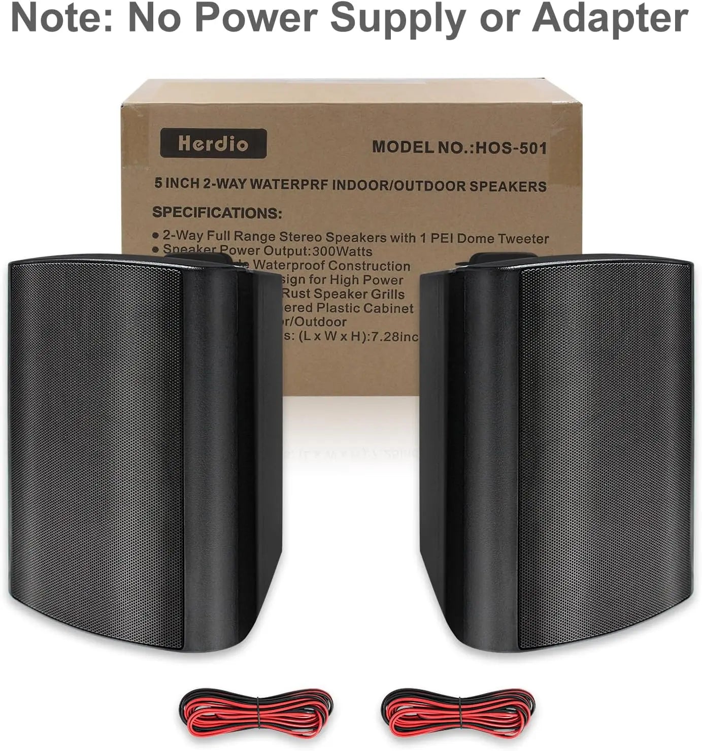 Herdio 2PCS 5.25‘’ 300 Watts Passive Wired Indoor Outdoor Patio Deck Speakers All Weather Wall Mount System For Patio Garden