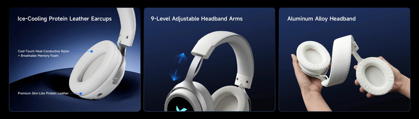 MCHOSE X9 Wireless Headworn Game Headset7.1 Three Mode 53mm Aluminum Foil Polymer Diaphragm E-Sports Gift Bluetooth 2.4G Headset