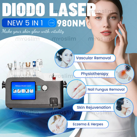 980nm 5 in 1 Laser Diode Vascular Spider Varicose Vein Remover Nail Fungus Treatment Physical Therapy Eczema Removal
