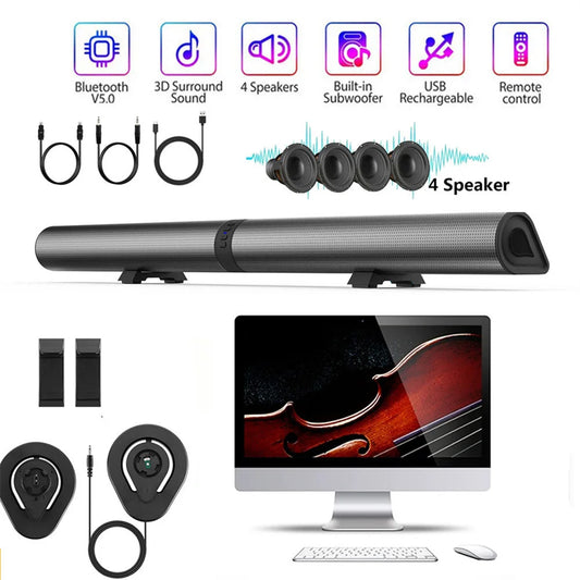 Sound Bar TV Sound System Wireless Bluetooth 4 Speaker Subwoofer Home Theater High Quality Portable Rechargeable 2 in 1 Speaker
