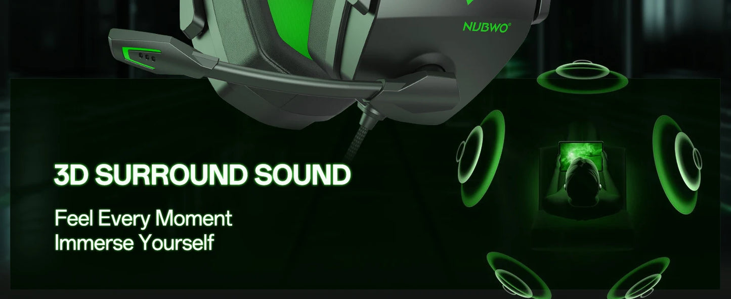 NUBWO N16 Gaming Headset - Noise Canceling Mic, Stereo Sound, and Comfortable Design Gaming Headphones for PS5, PS4, Xbox One