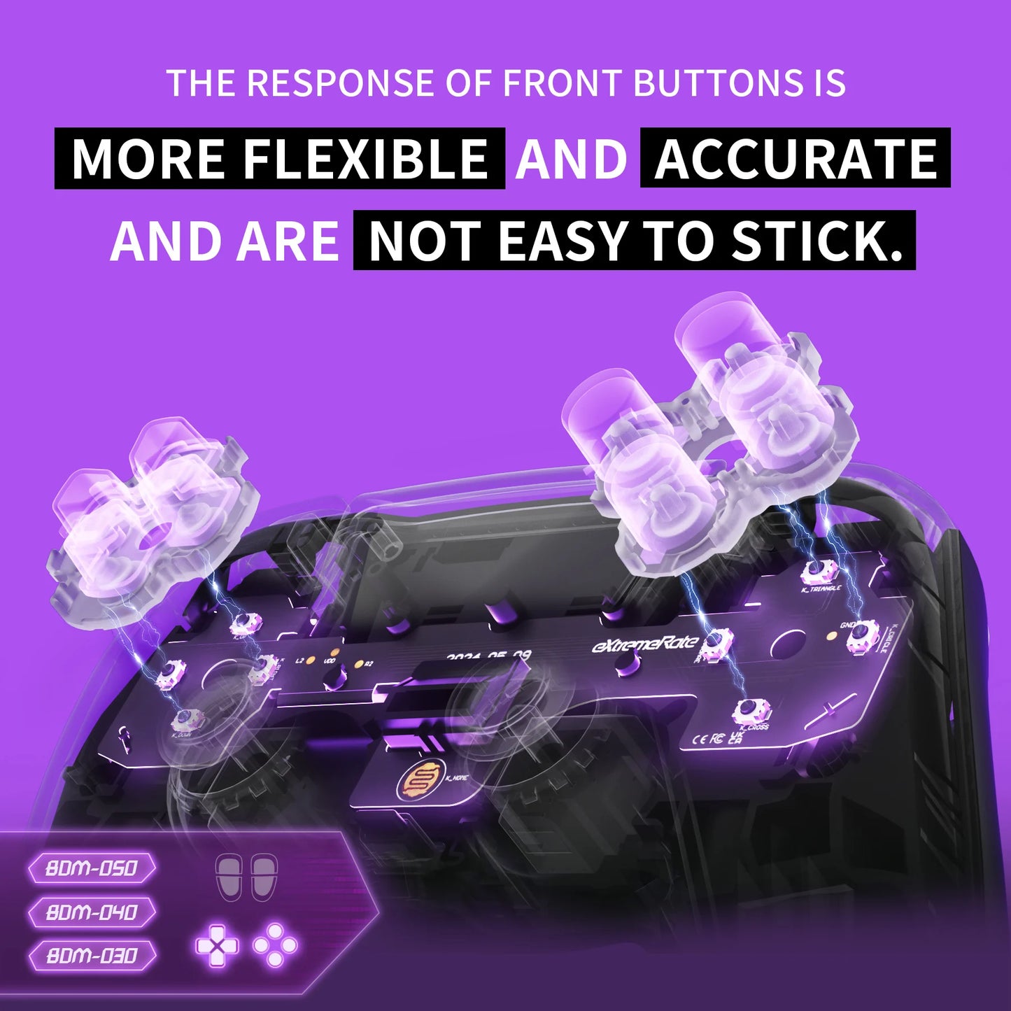 eXtremeRate Face Clicky Kit for ps5 Controller BDM-030/040/050, Hard Silicone Tactile Switch Dpad Action Buttons Mouse Click Kit