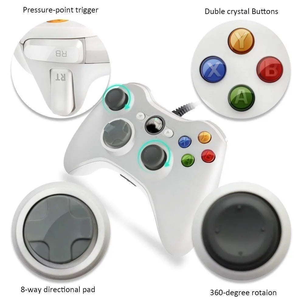 For Xbox 360 Wired Game Controller USB Wired Joystic Gamepad for Microsoft Xbox 360, PC Windows 7,8,10 with Dual-Vibration Turbo